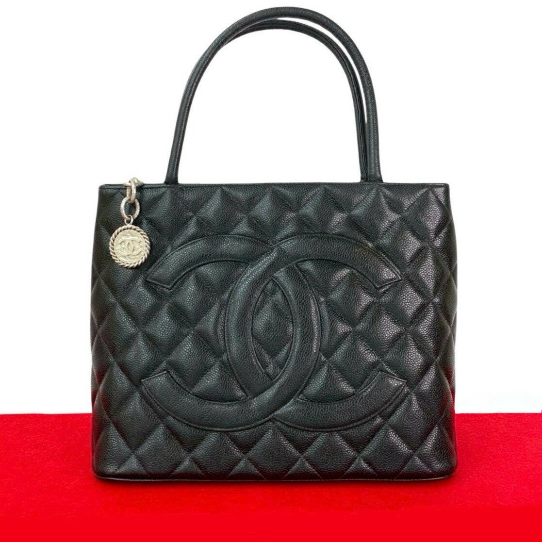 【ポイント2倍】極 美品 シール有 5番台 CHANEL シャネル マトラッセ 復刻トート ココマーク キャビア..