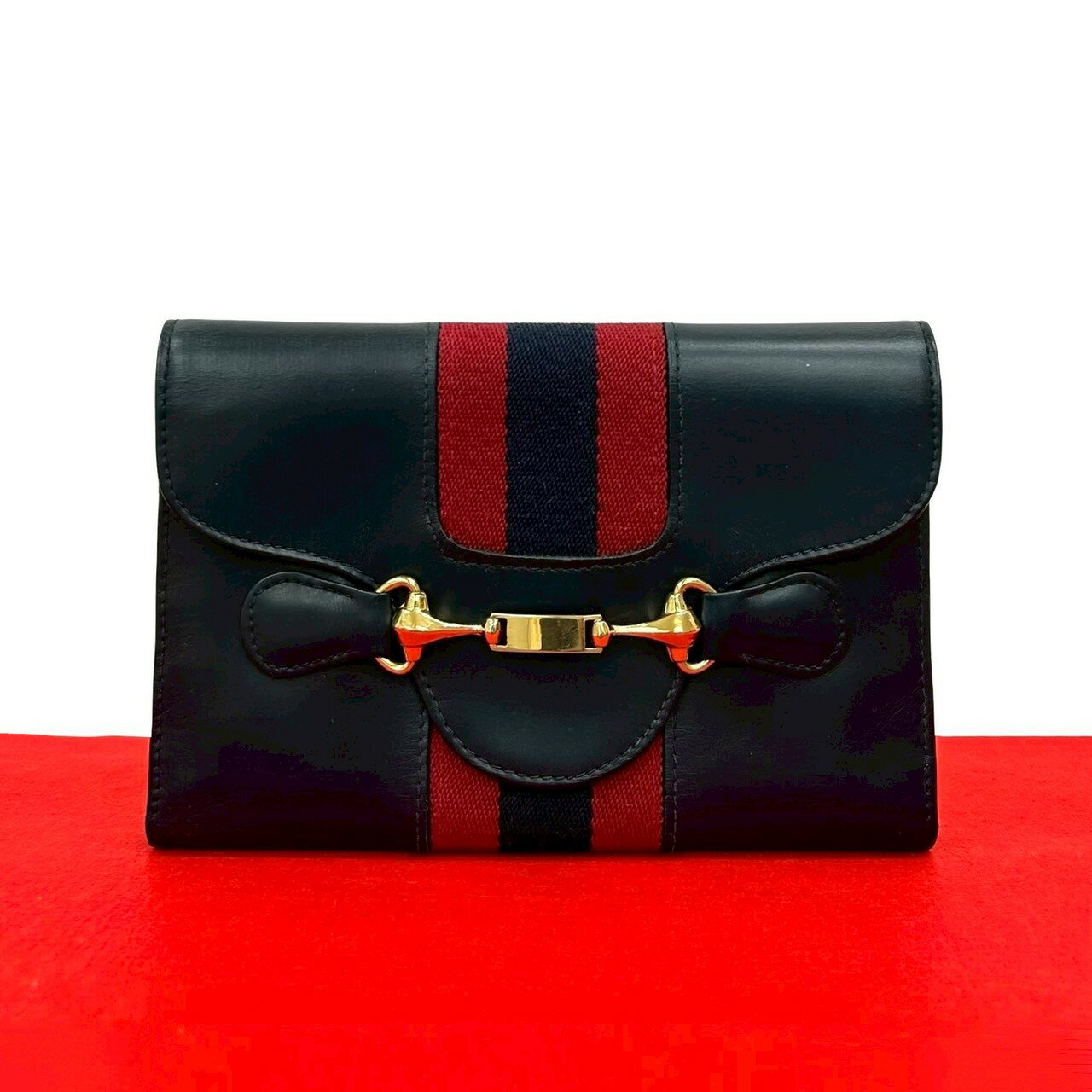 【ポイント2倍】極 美品 GUCCI グッチ ヴィンテージ シェリーライン ホースビット 金具 レザ ...