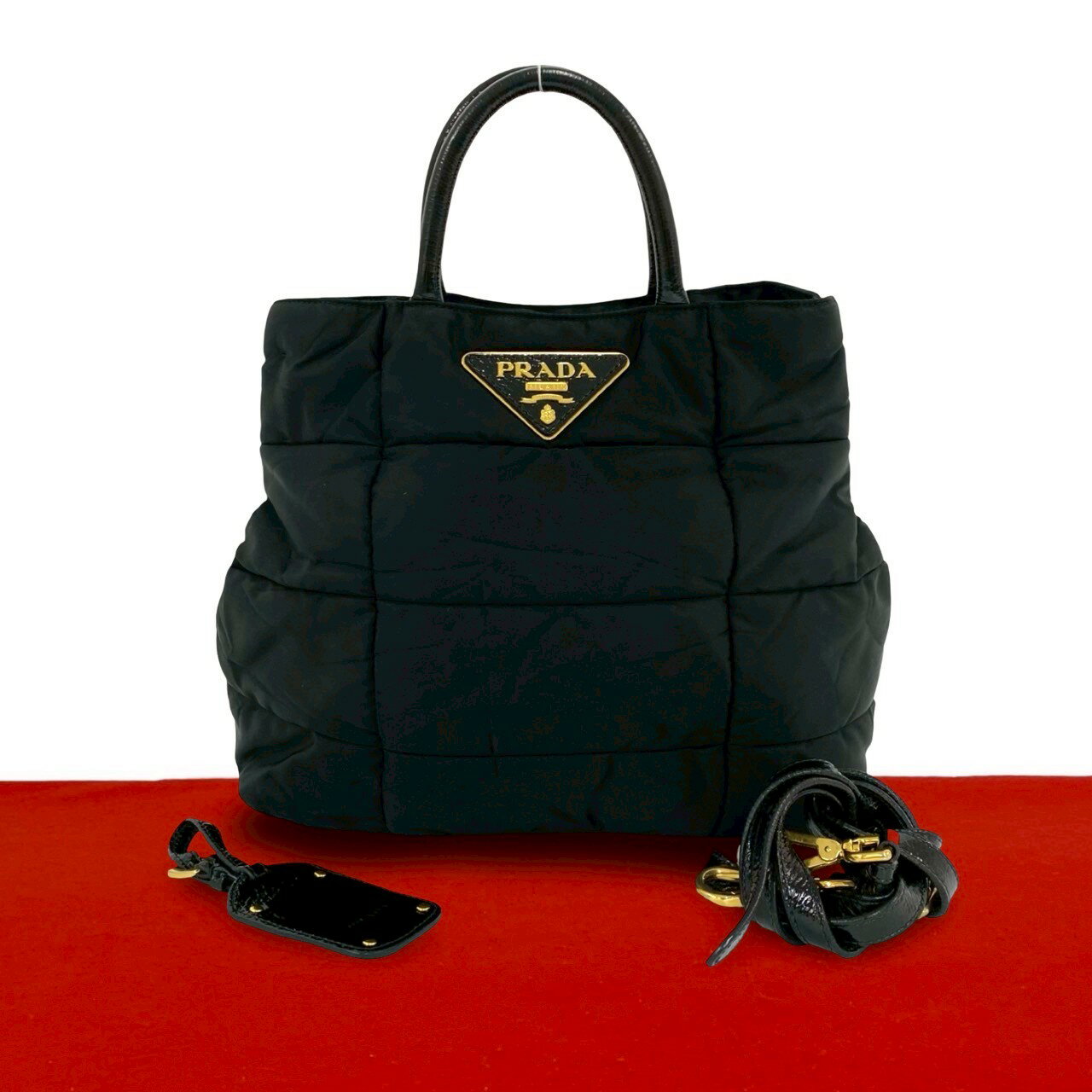 PRADA プラダ /レザー2way ハンドバッグ ショルダー 本革 黒 プラダ PRADA バッグ 2way ハンドバッグ トートバッグ 手提げ