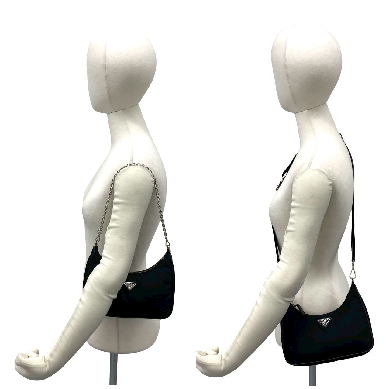 【ポイント2倍】極 美品 PRADA プラダ リエディション 三角ロゴ 金具 ナイロン レザー チェーン 2way ショルダーバッグ サコッシュ ブラック b79-7 【送料無料】【中古】 tripvintage-10050754 Trip Vintage サンプル画像2