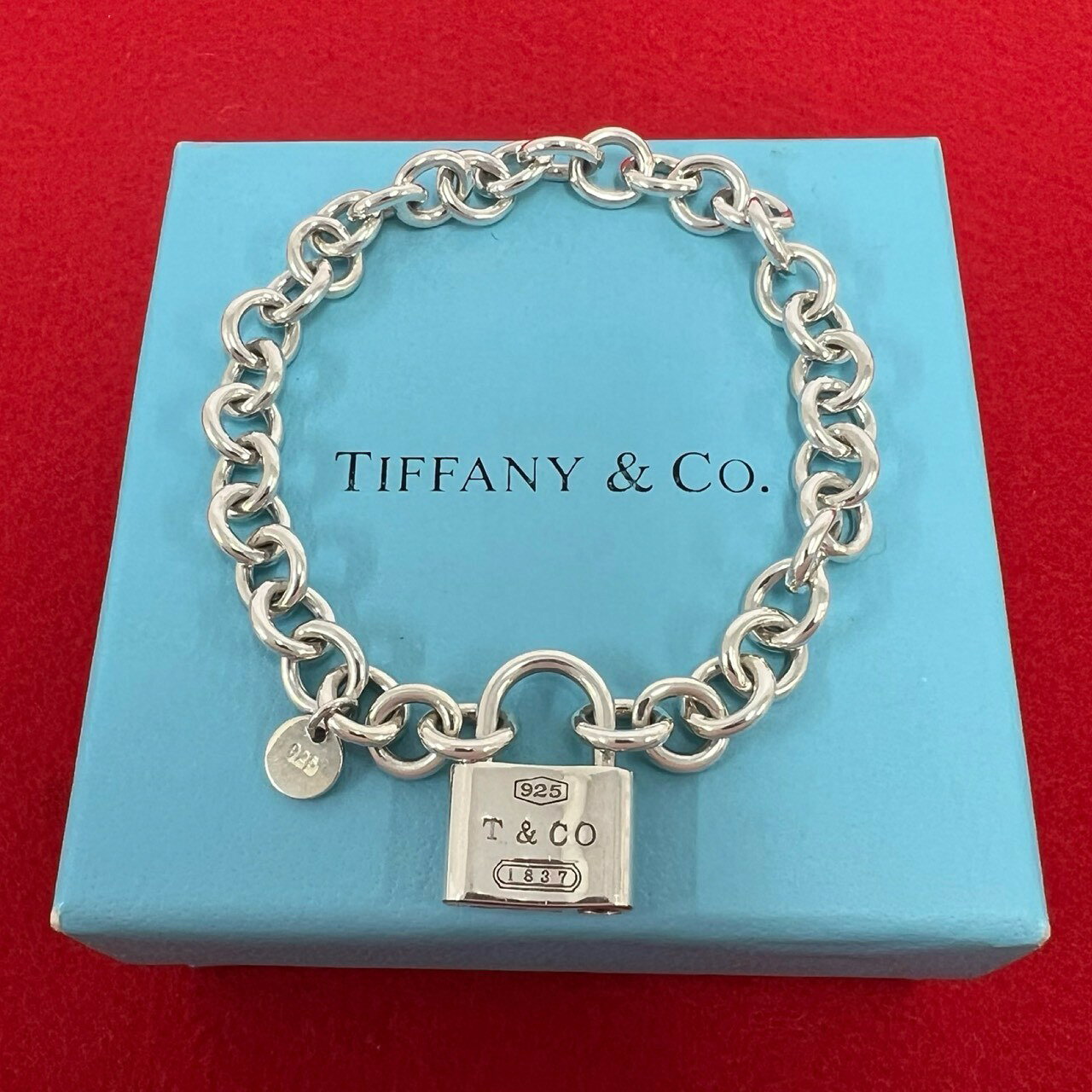 極 美品 TIFFANY&Co. ティファニー ロック ブレスレット シルバー925 チェーン アクセサリー シルバー 26929