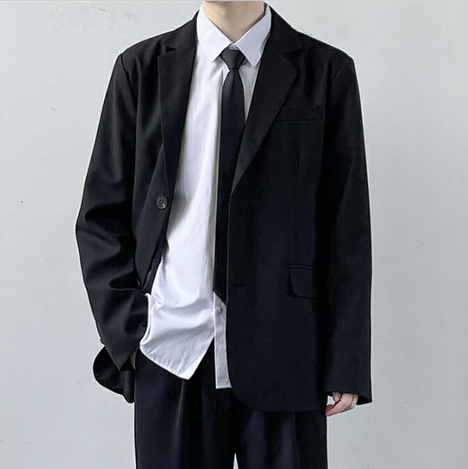 TRIRINGO SHOPの卒業式 スーツ 男の子 ゆったり 高校生 卒業スーツ 男子 子供スーツ パンツセット カジュアルスーツ 高校卒業式 ジャケット 長袖シャツ パンツ 白 ズボン 大 フォーマル ネクタイ｜アングル2