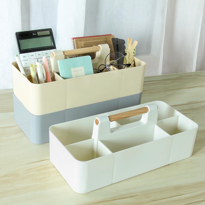 万能 収納 ボックス 仕切り 持ち手付き 持ち運び便利 軽い 整理整頓 卓上収納ボックス 小物 省スペース..