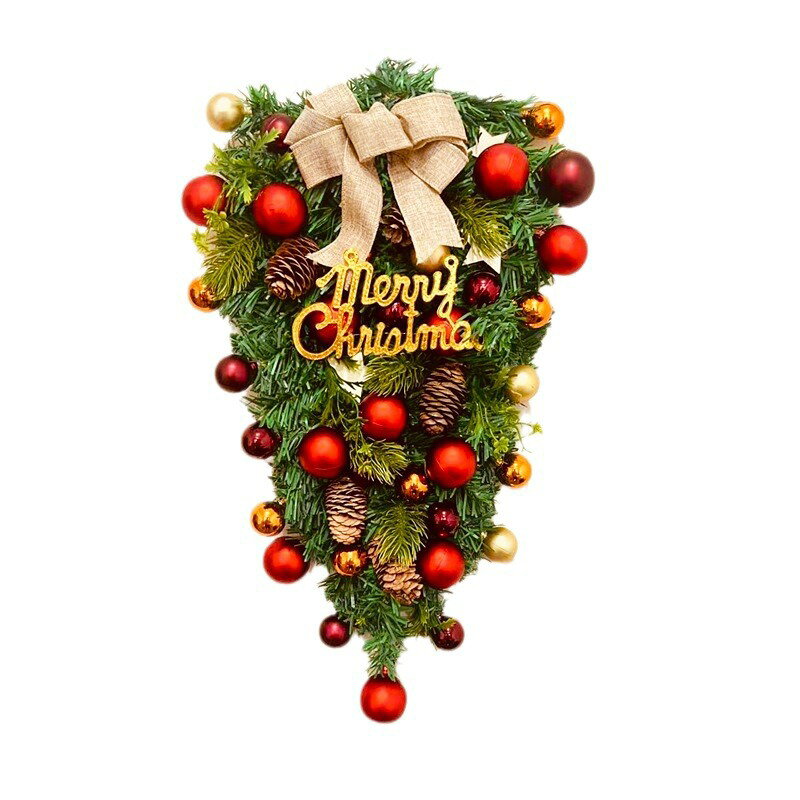 Rakuten - クリスマスリース 飾り 玄関ドア用 逆さまのクリスマスツリー クリスマス スワッグ ドア飾り オーナメント 玄関ドア 花輪 インテリアの飾り