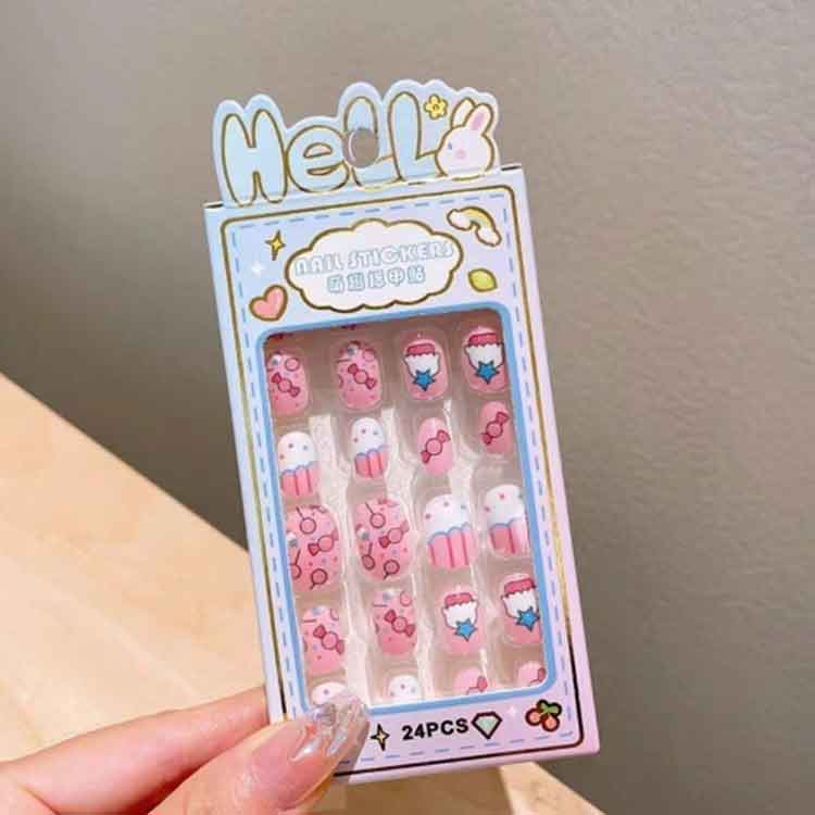 【スーパーSALE限定】女の子 ネイルチップセット キッズ用 キッズ 可愛い ネイルチップ つけ爪 子供 ジェルネイル 子供用 ショート 付け ジェルネイルチップ 24枚入り