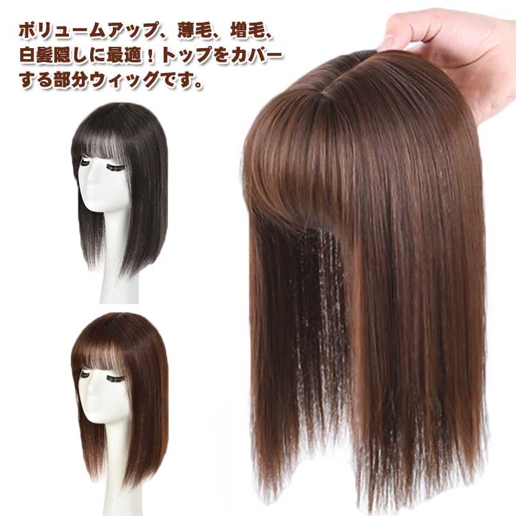 頭頂部 前髪付きウィッグ ポイントウィッグ つむじ付 かつら ボリュームアップ 部分ウィッグ 女性 ウィ..