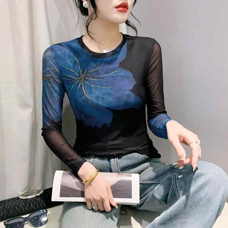 Rakuten - 女性用 春夏 カジュアル プリント柄 メッシュ Tシャツ スリムフィット インナー トップス ファッション 修身 潮 軽量 吸湿速乾 伸縮性 普段使い 通勤 ビ アイボリー ピンク デイリー