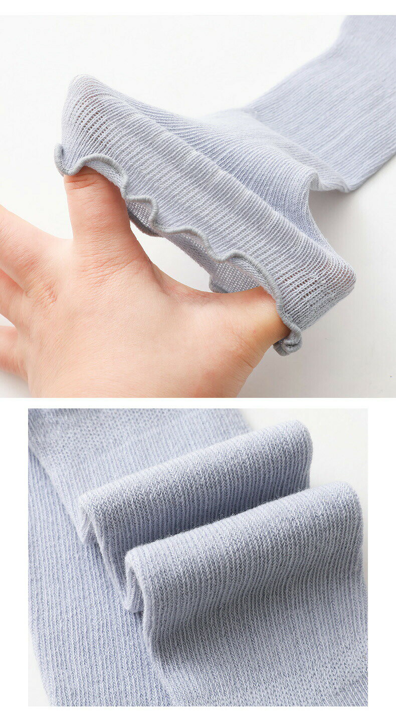 TRIRINGO SHOPのハイソックス ベビー キッズ ソックス 靴下 膝丈 厚手フリル付き 秋冬 あったかい 暖かい ニーソックス シンプル 無地 単色 可愛い リブ ベビーソックス 通学 通園 服飾雑貨 ベビー靴下｜アングル3