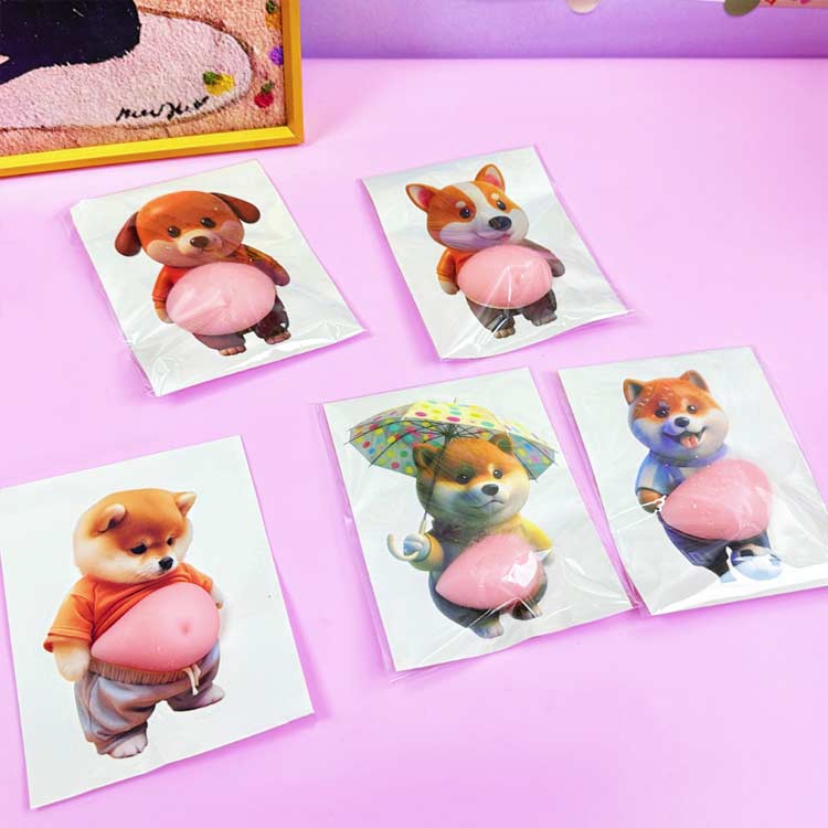 シール もちもち シールしーる 3dシール 動物 ウォーターシール 立体 3D柔らかいお腹ステッカー お尻シールぷにぷに 犬 おしりしーる 携 おしりシール お腹 スクイーズシール triringo-10006437 TRIRINGO SHOP サンプル画像2