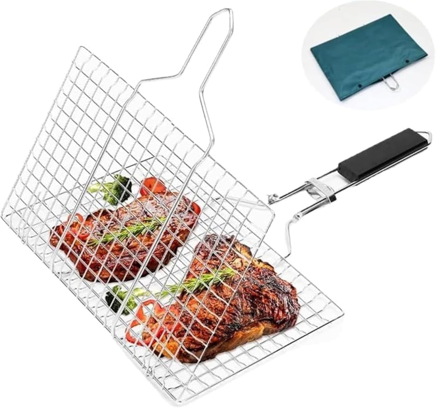 Rakuten - バーベキューネット 網 ステンレス BBQ サンマなどの魚 大変便利 炭火焼き 大容量 BBQツール 焼肉 野菜 魚 ビーフ 合わせ串 アウトアウトドア 折り畳み式 アウトドア ブラシ