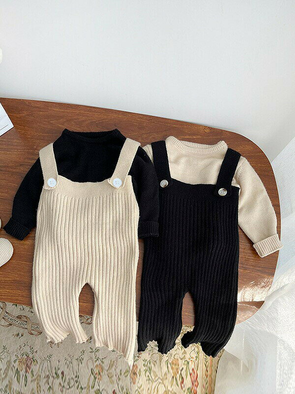 Rakuten - セットアップ ベビー服 キッズ ニット セーター サロペット カットソー 女の子 男の子 トップス 長袖 ロングパンツ 新生児 赤ちゃん 子供服 春秋冬 おしゃれ 出産お祝い 誕生日 可愛い