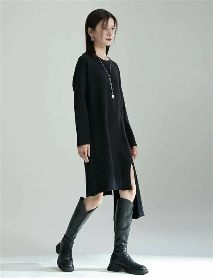 アシンメトリー ニットポンチョセットアップ セットアップ レディース 秋冬 ニット セーター トップス ニットベスト ポンチョ ニットワンピース 変形 ハイネック 上下セット 長袖