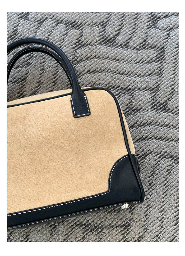 【スーパーSALE限定】ハンドバッグ レディース ミニバッグ スエード調 ミニハンドバッグ 小さめ スウェード バッグ 手提げバッグ 配色 スクエア型 鞄 かばん カバン ミニ 軽 トレンド 小さい カジュアル