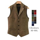 ベスト メンズ スーツ ジレ ツイード ウール 秋冬 ビジネス 暖かい スリム 大きいサイズ シングル 細身 卒業式 結婚式ベスト フォーマル 紳士 カジュアル...