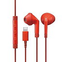 【中古】 エレコム ステレオヘッドホン マイク付 セミオープン型 Lightning 13.6mmドライバ FAST MUSIC F10I レッド EHP-LF10IMARD