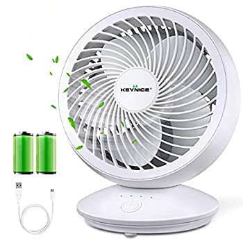 【中古】 KEYNICE サーキュレーター 首振り 静音 扇風機 壁掛け 卓上 DCモーター パワフル送風 風力3段階調整 コードレス USB充電 大容量 4000mAh 5枚羽