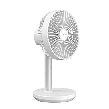 【中古】 WINTECH 充電池内蔵ポータブルデスクトップファン DF-211ER W ホワイト 自動首振り 高さ調節 8000mAh