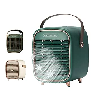 【中古】 冷風機 卓上冷風機 ハンディクーラー ミストクーラー USB充電式 高風力 高容量ミスト (グリー..