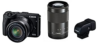 【中古】 Canon キャノン ミラーレス一眼カメラ EOS M3 ダブルズームEVFキット (ブラック) EF-M18-55mm F3.5-5.6 IS STM EF-M55-200mm F4.5-6.3 IS STM 付属 EOSM3BK