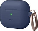 【中古】 【elago】 AirPods 3 対応 ケース 落下防止 カラビナ 付 耐衝撃 薄型 シリコン カバー 衝撃 吸収 シンプル スリム ケースカバー ...
