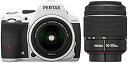 【中古】 RICOH リコー デジタル一眼レフ PENTAX K-50 DAL18-55mmWR・DAL50-200mmWRダブルズームキット ホワイト K-50 WZOOM KIT WHITE 10952(2)