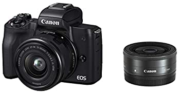 【中古】 Canon キャノン ミラーレス一眼カメラ EOS Kiss M ダブルレンズキット ブラック EOSKISSMBK-WLK