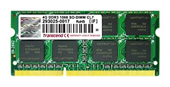 【中古】 Transcend ノートPC用メモリ PC3-8500 DDR3 1066 4GB 1.5V 204pin SO-DIMM TS512MSK64V1N