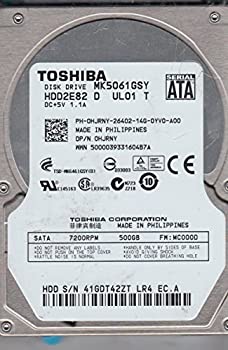 【メーカー名】TOSHIBA 東芝 【メーカー型番】MK5061GSY【ブランド名】東芝 TOSHIBA 掲載画像は全てイメージです。実際の商品とは色味等異なる場合がございますのでご了承ください。【 ご注文からお届けまで 】・ご注文　：ご注文は24時間受け付けております。・注文確認：当店より注文確認メールを送信いたします。・入金確認：ご決済の承認が完了した翌日よりお届けまで2〜7営業日前後となります。　※海外在庫品の場合は2〜4週間程度かかる場合がございます。　※納期に変更が生じた際は別途メールにてご確認メールをお送りさせて頂きます。　※お急ぎの場合は事前にお問い合わせください。・商品発送：出荷後に配送業者と追跡番号等をメールにてご案内致します。　※離島、北海道、九州、沖縄は遅れる場合がございます。予めご了承下さい。　※ご注文後、当店よりご注文内容についてご確認のメールをする場合がございます。期日までにご返信が無い場合キャンセルとさせて頂く場合がございますので予めご了承下さい。【 在庫切れについて 】他モールとの併売品の為、在庫反映が遅れてしまう場合がございます。完売の際はメールにてご連絡させて頂きますのでご了承ください。【 初期不良のご対応について 】・商品が到着致しましたらなるべくお早めに商品のご確認をお願いいたします。・当店では初期不良があった場合に限り、商品到着から7日間はご返品及びご交換を承ります。初期不良の場合はご購入履歴の「ショップへ問い合わせ」より不具合の内容をご連絡ください。・代替品がある場合はご交換にて対応させていただきますが、代替品のご用意ができない場合はご返品及びご注文キャンセル（ご返金）とさせて頂きますので予めご了承ください。【 中古品ついて 】中古品のため画像の通りではございません。また、中古という特性上、使用や動作に影響の無い程度の使用感、経年劣化、キズや汚れ等がある場合がございますのでご了承の上お買い求めくださいませ。◆ 付属品について商品タイトルに記載がない場合がありますので、ご不明な場合はメッセージにてお問い合わせください。商品名に『付属』『特典』『○○付き』等の記載があっても特典など付属品が無い場合もございます。ダウンロードコードは付属していても使用及び保証はできません。中古品につきましては基本的に動作に必要な付属品はございますが、説明書・外箱・ドライバーインストール用のCD-ROM等は付属しておりません。◆ ゲームソフトのご注意点・商品名に「輸入版 / 海外版 / IMPORT」と記載されている海外版ゲームソフトの一部は日本版のゲーム機では動作しません。お持ちのゲーム機のバージョンなど対応可否をお調べの上、動作の有無をご確認ください。尚、輸入版ゲームについてはメーカーサポートの対象外となります。◆ DVD・Blu-rayのご注意点・商品名に「輸入版 / 海外版 / IMPORT」と記載されている海外版DVD・Blu-rayにつきましては映像方式の違いの為、一般的な国内向けプレイヤーにて再生できません。ご覧になる際はディスクの「リージョンコード」と「映像方式(DVDのみ)」に再生機器側が対応している必要があります。パソコンでは映像方式は関係ないため、リージョンコードさえ合致していれば映像方式を気にすることなく視聴可能です。・商品名に「レンタル落ち 」と記載されている商品につきましてはディスクやジャケットに管理シール（値札・セキュリティータグ・バーコード等含みます）が貼付されています。ディスクの再生に支障の無い程度の傷やジャケットに傷み（色褪せ・破れ・汚れ・濡れ痕等）が見られる場合があります。予めご了承ください。◆ トレーディングカードのご注意点トレーディングカードはプレイ用です。中古買取り品の為、細かなキズ・白欠け・多少の使用感がございますのでご了承下さいませ。再録などで型番が違う場合がございます。違った場合でも事前連絡等は致しておりませんので、型番を気にされる方はご遠慮ください。