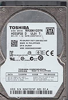【中古】 mk5061gsyn mh000d hdd2?F22?D ul01?T TOSHIBA 500?GB SATA 2.5ハードドライブ