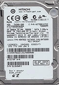 【中古】 HTS725050A9A364 PN 0A73295 MLC DA3247 Hitachi 500GB SATA 2.5ハードドライブ