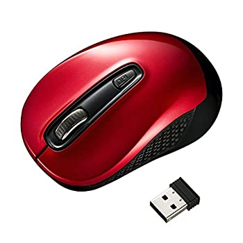 【中古】 サンワサプライ ワイヤレスマウス 無線 USB A接続(2.4GHz) 中型 3ボタン ブルーLED 左右対称形 レッド MA-WBL41R
