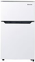 【中古】 ハイセンス 小型 冷蔵庫 幅48.1cm 93L ホワイト HR-B95A 2ドア 右開き 大容量冷蔵室67L 耐熱天板