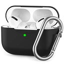 【中古】 AhaStyle AirPods Pro ケース 前のLEDライトが見える カラビナ付き シリコンカバー 保護ケース 耐衝撃 紛失防止 AirPods...