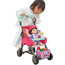 【中古】 ぽぽちゃんのお買いものベビーカー カゴ&お世話テーブルつき ラズベリーピンク