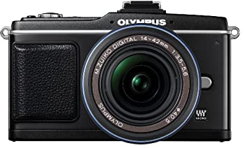 【中古】 OLYMPUS オリンパス マイクロ一眼 PEN E-P2 レンズキット ブラック E-P2LKIT-BLK
