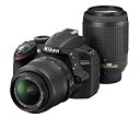 【中古】(未使用品) Nikon ニコン デジタル一眼レフカメラ D3200 20mmダブルズームキット 18-55mm/55-20mm付属 ブラック D3200WZ200BK