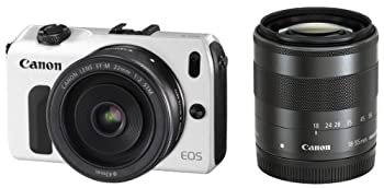 【中古】(未使用品) Canon キャノン ミラーレス一眼カメラ EOS M ダブルレンズキット EF-M18-55mm F3.5-5.6 IS STM/EF-M22mm F2 STM付属 ホワイト EOSMWH-WLK