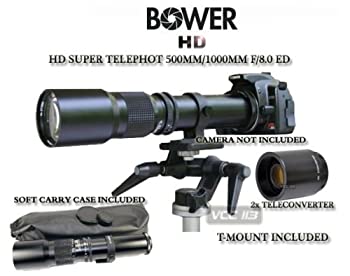 【中古】 Bower 500mm 1000mm 望遠レンズ Nikon D7000 D7100 D5200 D5000 D5100 D90 D80 D70 D60 D40 D40X D3S D300S D3000 D3200 D5200