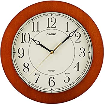 【中古】 CASIO カシオ 掛時計 クオーツ時計 木枠 濃茶木 IQ-131-5JF