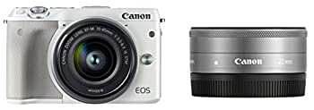 【中古】(未使用品) Canon キャノン ミラーレス一眼カメラ EOS M3 ダブルレンズキット (ホワイト) EF-M15-45mm F3.5-6.3 IS STM EF-M22mm F2 STM 付属 EOSM3WH-WLK2