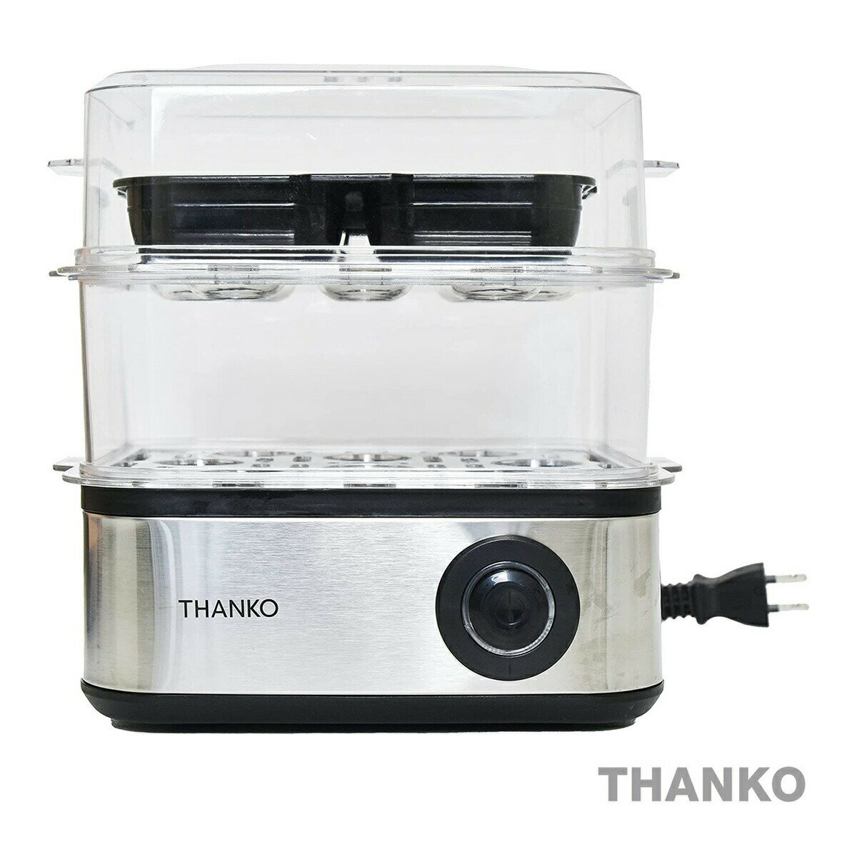 THANKO FSCAWSSBK レンジ要らずで食べごろスチーマー 卓上 スチーマー おつまみ缶詰 蒸し調理 蒸し器 ゆでたまご 蒸し野菜 中華まん 肉まん 点心 チーズフォンデュ 目玉焼き 枝豆 晩酌 コンパクト プレゼント サンコー (08)のサムネイル