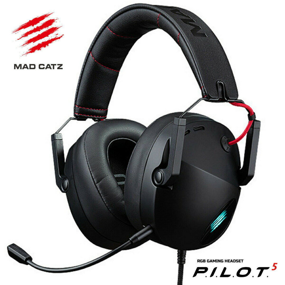 Mad Catz P.I.L.O.T. 5 ゲーミングヘッドセット 7.1ch バーチャルサラウンド RGB ライティング ダイナミック型 50mm ネオジムドライバー ミュート 有線 3.5mm 4極ミニプラグ ヘッドホン パイロット 魚群 GyoGun MADCATZ マッドキャッツ AP13C2INBL000-0J (06)
