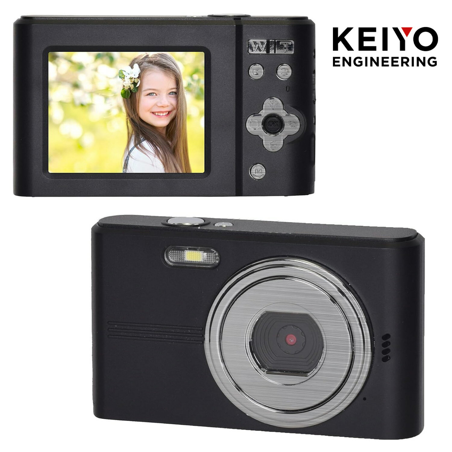 KEIYO AN-DC001BK デジタルカメラ ブラック 顔認証 手ぶれ補正 4400万画素 フルハイビジョン録画 ネックストラップ付き 軽量 コンパクト カメラ AN-DC001 慶洋エンジニアリング (05)