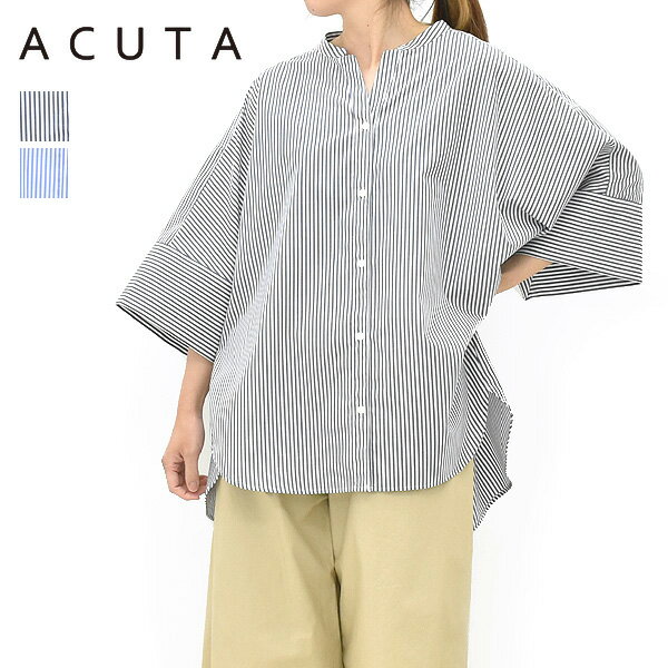Rakuten - ＼最大2000円OFFクーポン!スーパーSALE!6/11(木)01:59まで／ACUTA アクータ ストライプドルマンシャツ 10013606 レディース【ネイビー/ブルー/ストライプ】【送料無料】
