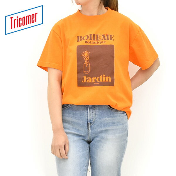 Rakuten - ＼最大2000円OFFクーポン!スーパーSALE!6/11(木)01:59まで／TRICOMER トリコメル BOTANIQUE B プリント スタッフTシャツ TRC-VTG-261007 レディース【オレンジ】【送料無料】【クリックポスト可】