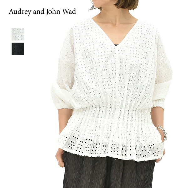 Rakuten - ＼最大2000円OFFクーポン!スーパーSALE!6/11(木)01:59まで／Audrey and John Wad オードリーアンドジョンワッド ウエストシャーリングブラウス L6111 レディース【ホワイト/ブラック】【送料無料】