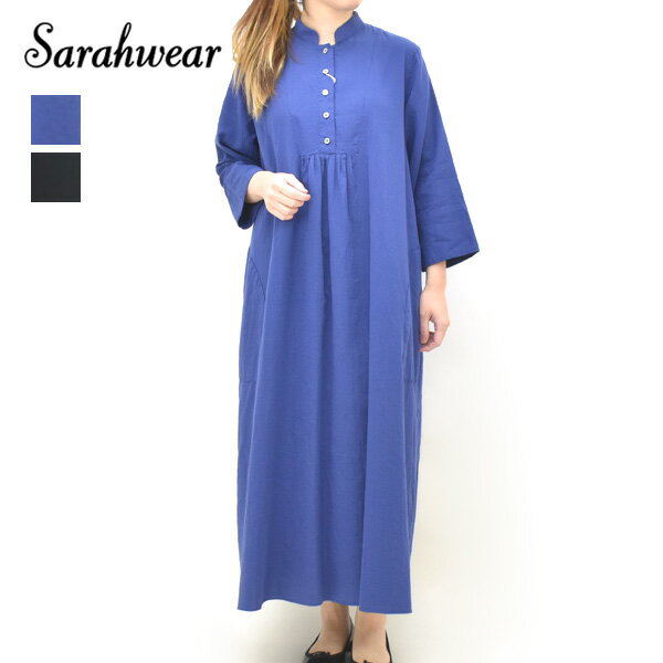 Rakuten - ＼最大2000円OFFクーポン!スーパーSALE!6/11(木)01:59まで／Sarah Wear サラウェア ダブルガーゼワンピース C71312 レディース【ブルー/ブラック】【送料無料】