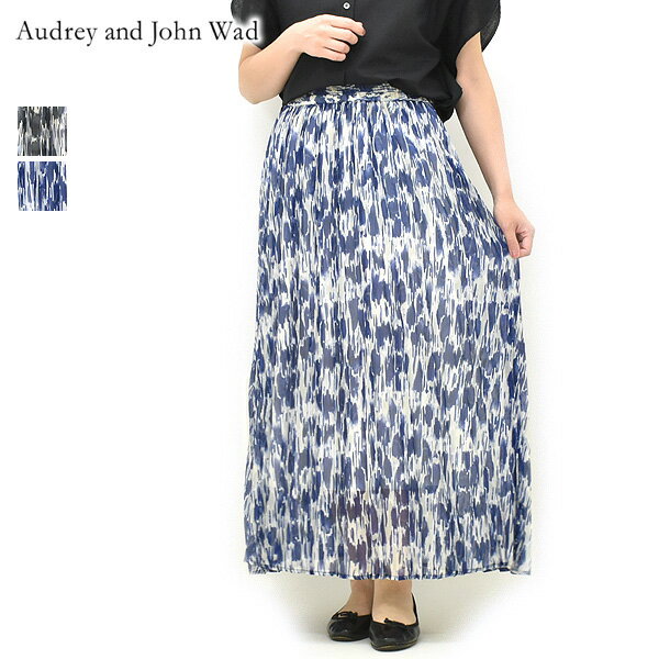Rakuten - ＼最大2000円OFFクーポン!スーパーSALE!6/11(木)01:59まで／Audrey and John Wad オードリーアンドジョンワッド プリントプリーツスカート L6616 レディース【ブラック/ネイビー】【送料無料】