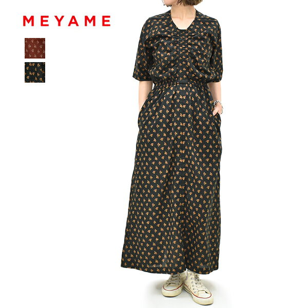 Rakuten - MEYAME メヤメ PRINT SUMMER DRESS プリント サマー ドレス MEY-2420 レディース【バーガンディ/ブラック】【送料無料】