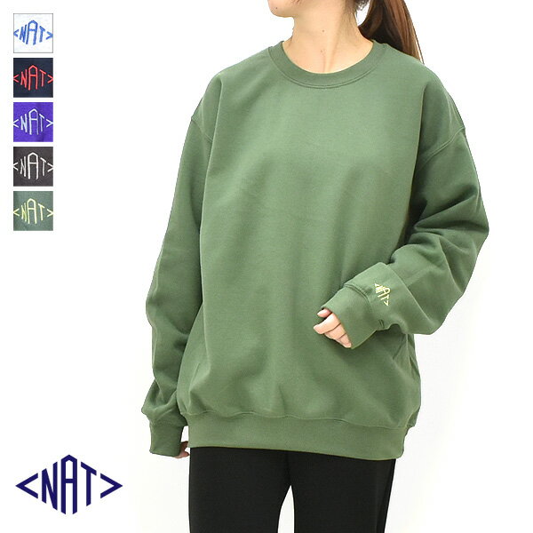 NAT ナット 袖刺繍スウェット N0120 レディース【グレー/ブラック/パープル/ブラウン/グリーン】【送料..